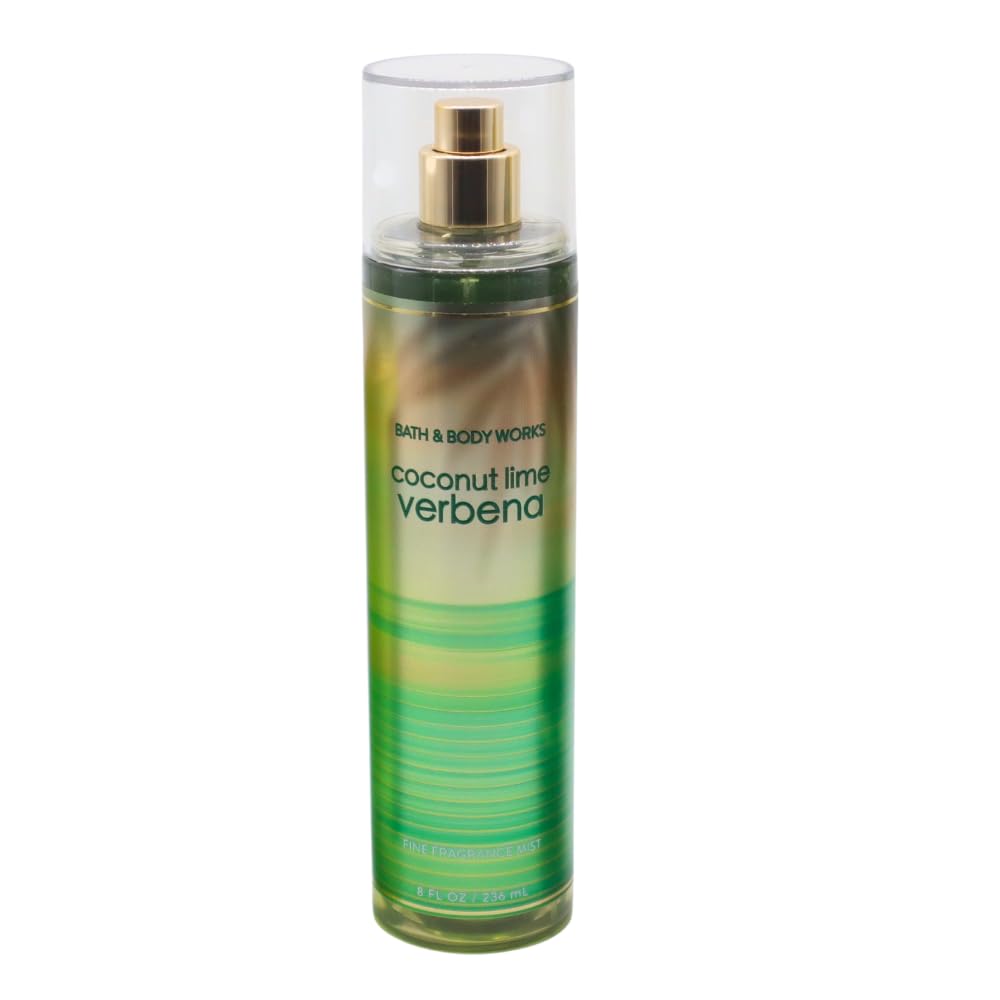 Bath & Body Works Coconut Lime Verbena Fine Fragrance Mist Gift Set – 2 x 8 oz with Blue Bow