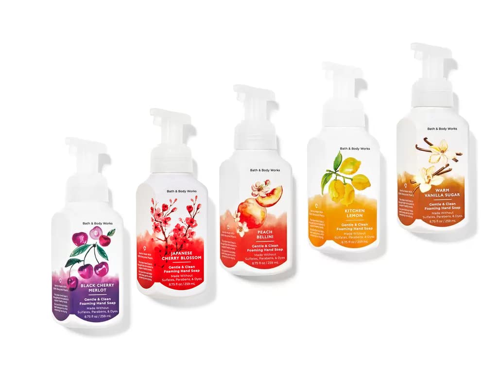 Bath & Body Works Foaming Hand Soaps – Set of 5 Gentle Foaming Hand Soap Scents (Fresh & Fruity)