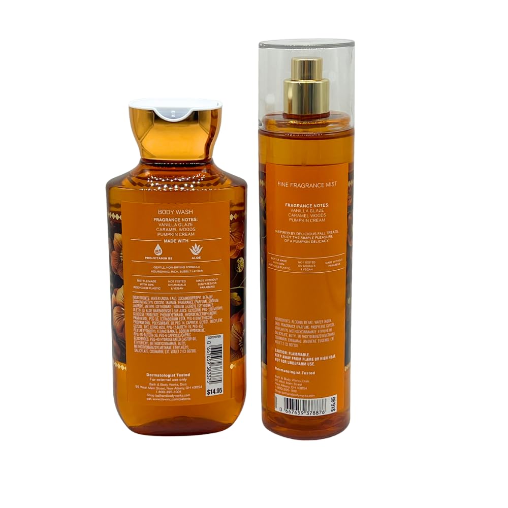 Bath & Body Works Glazed Pumpkin 2-Piece Gift Set – Body Wash & Fine Fragrance Mist | 2025 Fall Scents Collection