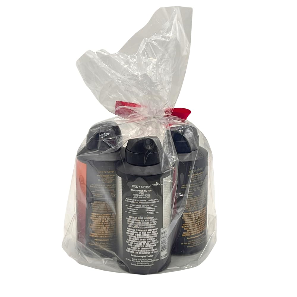 Bath & Body Works Men's 3-Piece Deodorizing Body Spray Gift Set – Mahogany Teakwood, Graphite, Bourbon