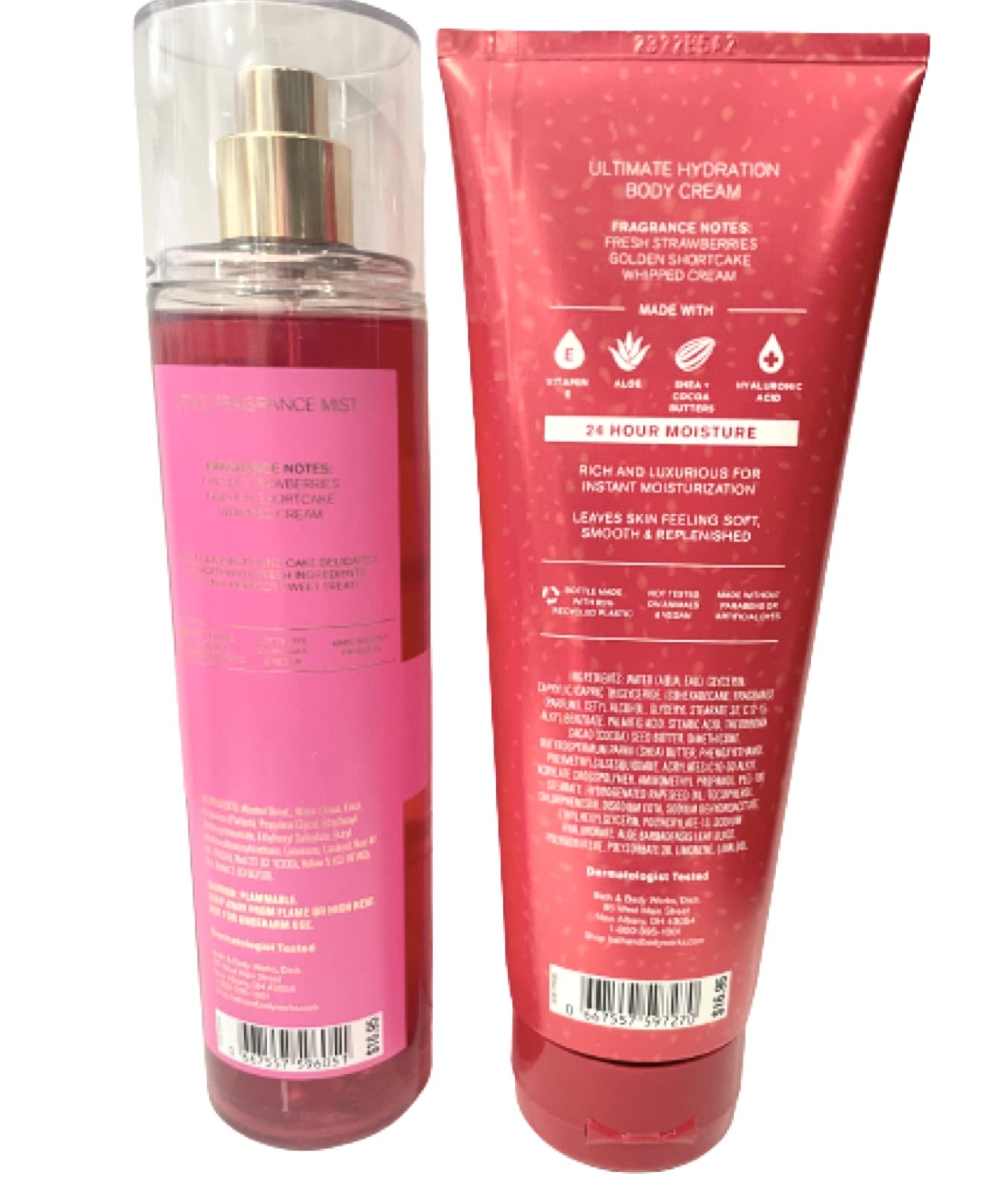 Bath & Body Works Strawberry Pound Cake 2-pc Bundle: Fine Fragrance Mist + Ultimate Hydration Body Cream