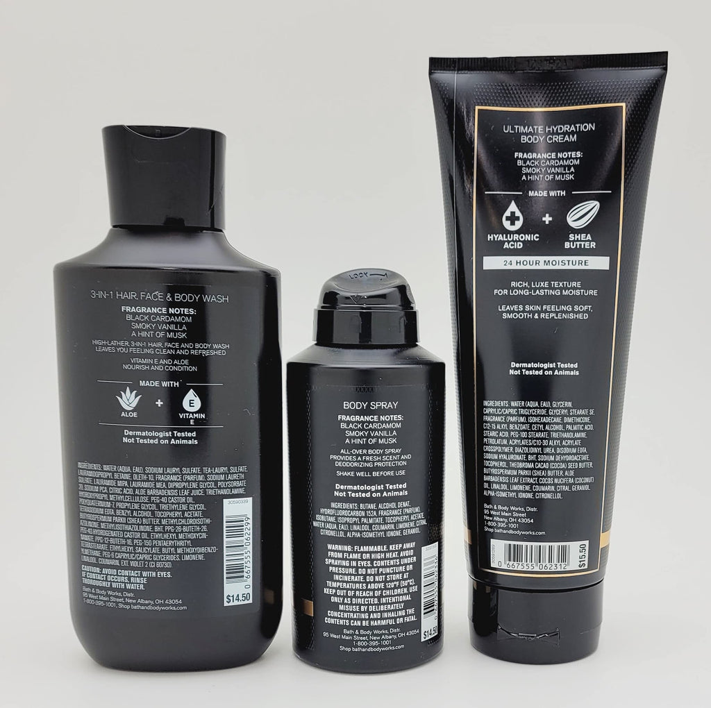 Bath & Body Works Noir for Men 3-in-1 Set – Wash, Spray & Hydration Cream (2021)