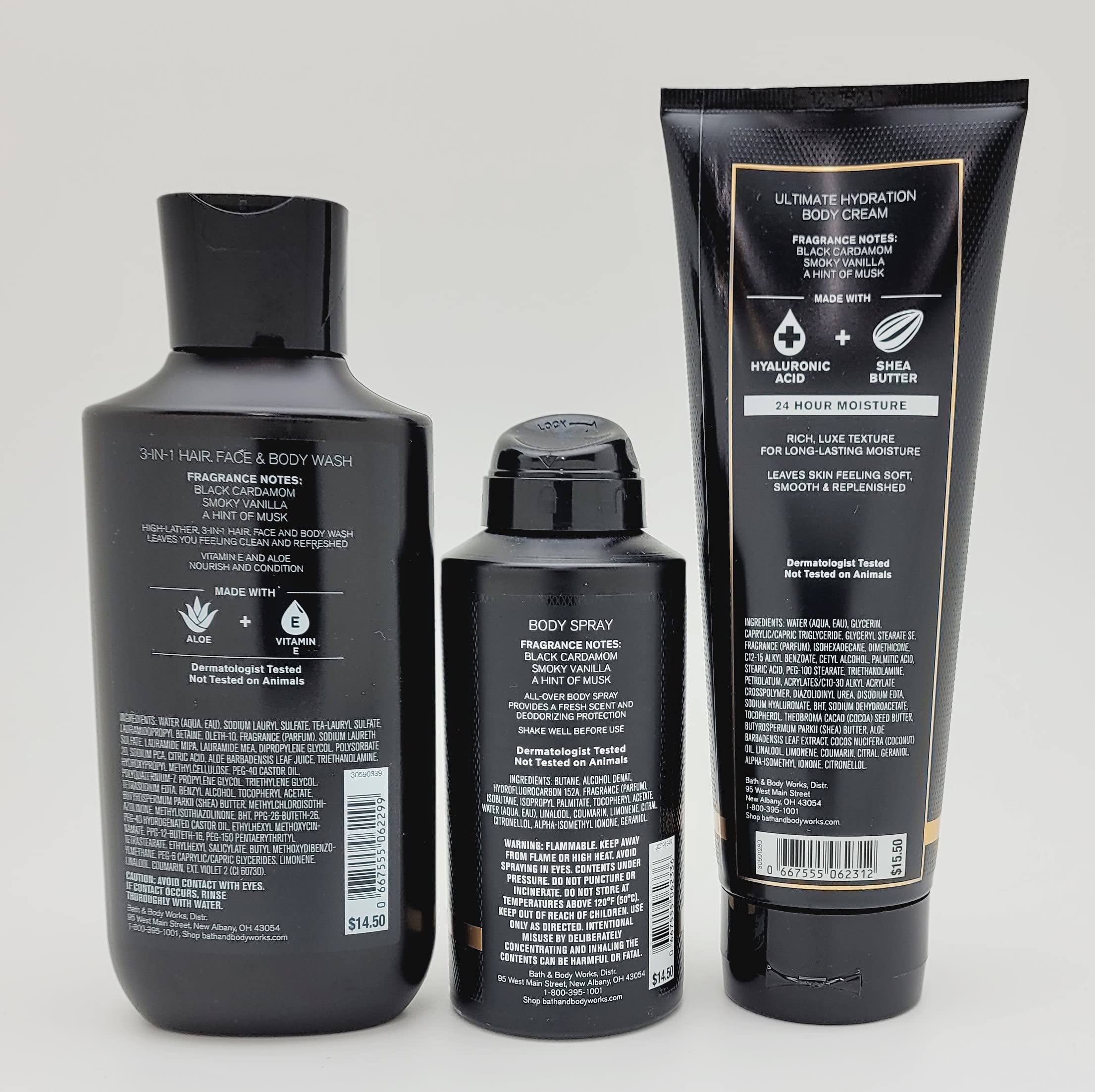 Bath & Body Works Noir for Men 3-in-1 Set – Wash, Spray & Hydration Cream (2021)