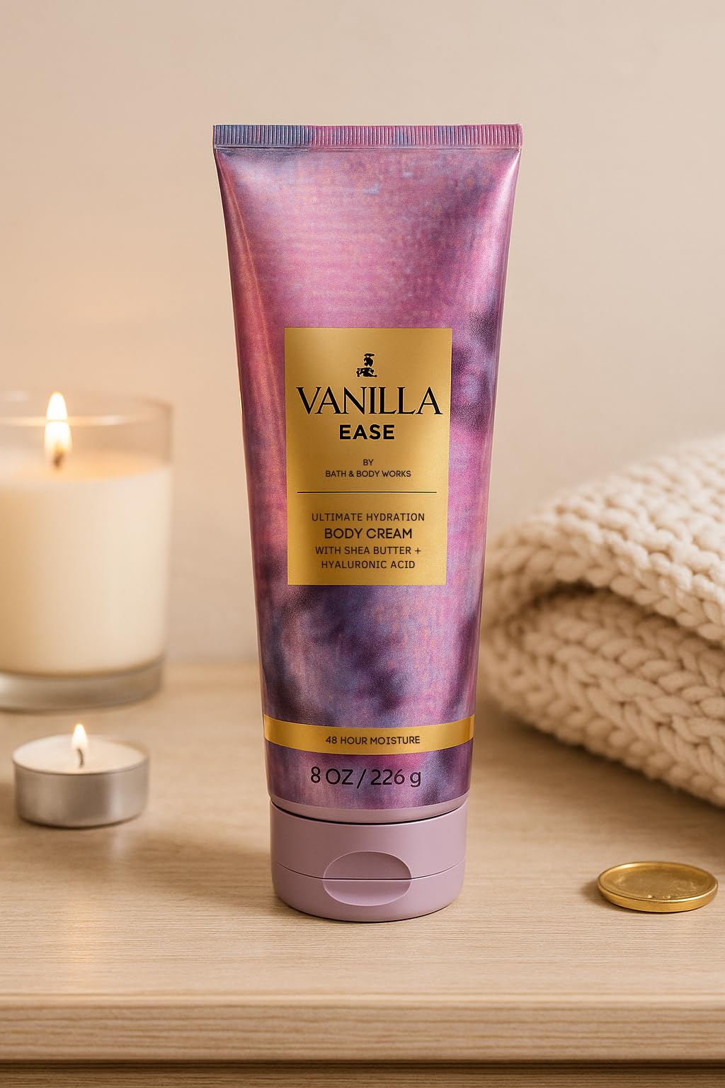 Bath & Body Works Vanilla Ease Ultimate Hydration Body Cream – 8 oz / 226 g | 24-Hour Moisture with Aloe, Shea Butter & Cocoa Butter