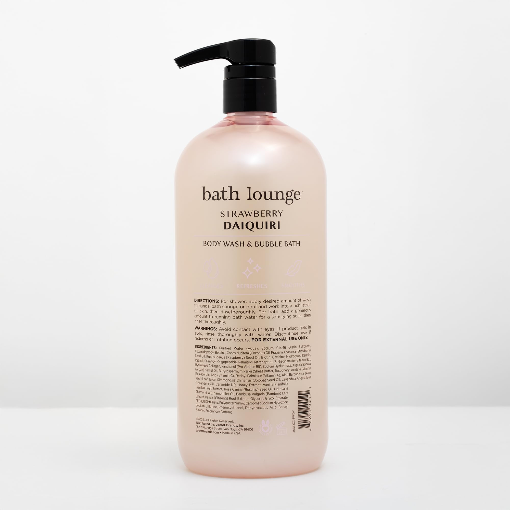 Bath Lounge Strawberry Daiquiri Body Wash & Bubble Bath – 32 fl oz | 2-in-1 Cleanse for Bath or Shower | Sweet Strawberry Scent