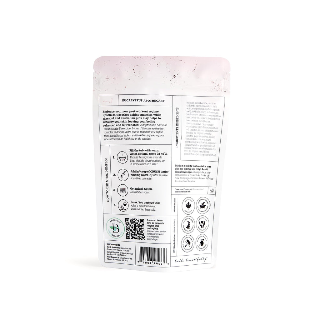 Bathorium Eucalyptus Apothecary Crush – Post-Workout Bath Soak, Eucalyptus & Tea Tree Oils, 21 oz
