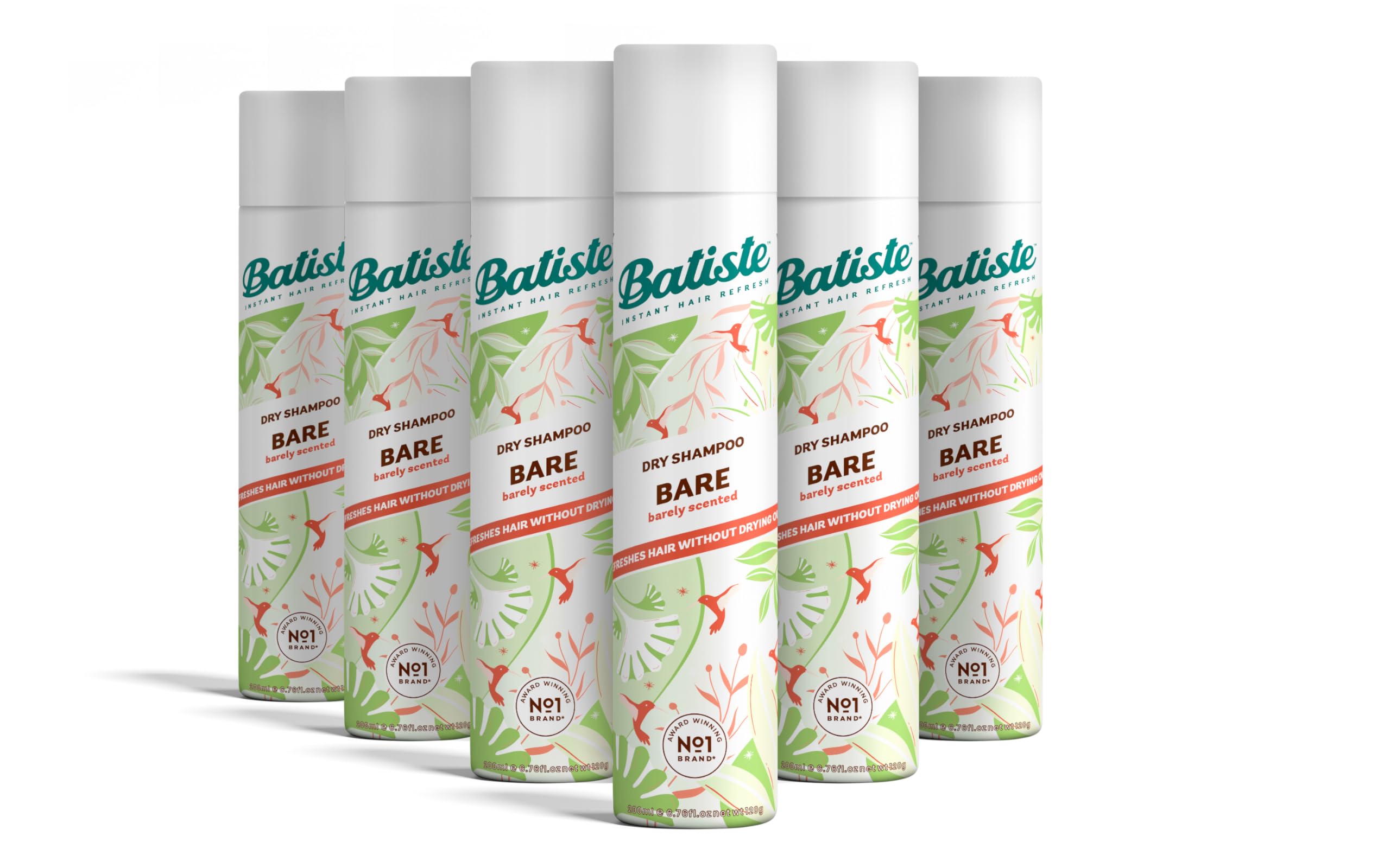 Batiste Dry Shampoo Bare – 6.73 fl oz (Pack of 6) | Subtle Fragrance, Oil Refresh