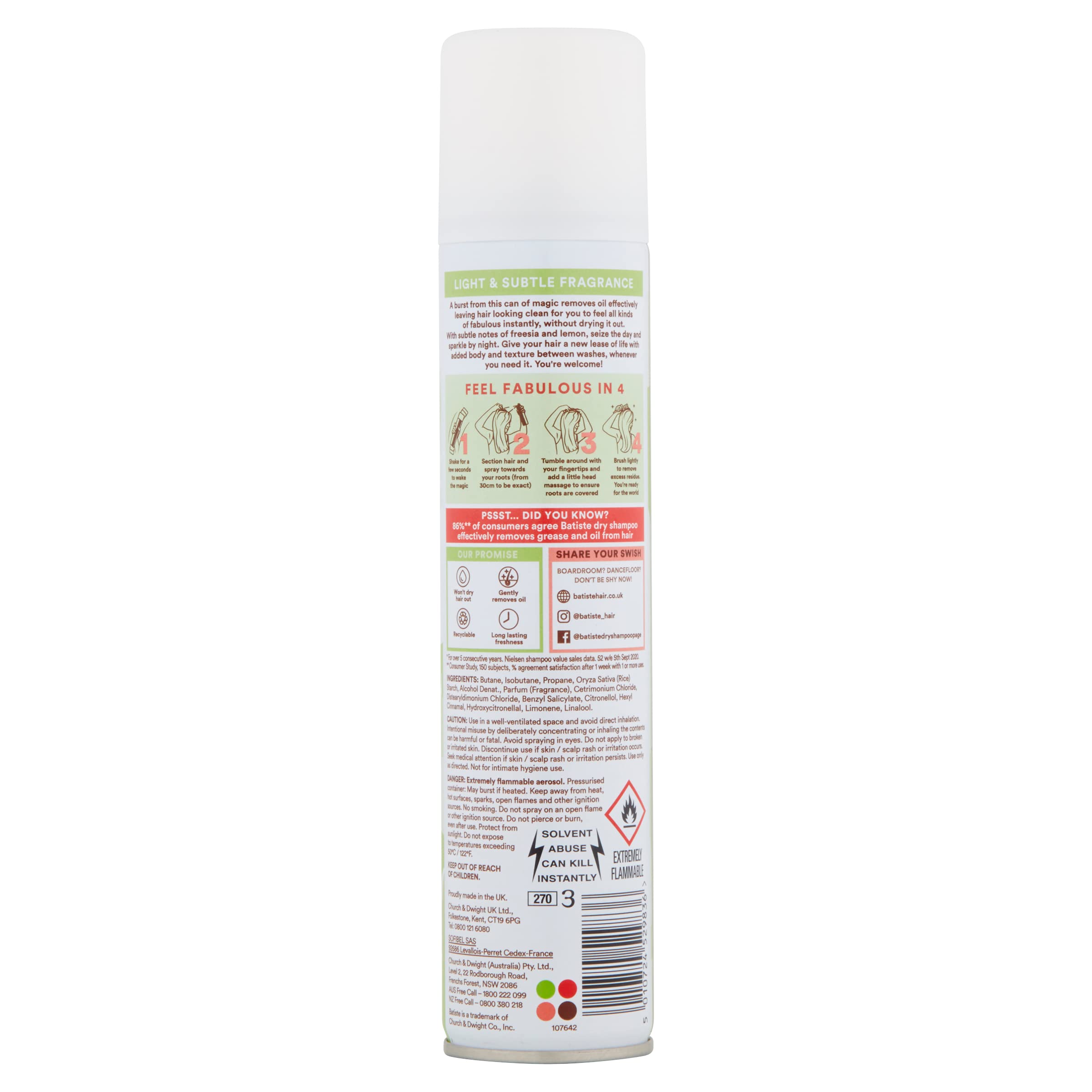 Batiste Dry Shampoo Bare – 6.73 fl oz (Pack of 6) | Subtle Fragrance, Oil Refresh