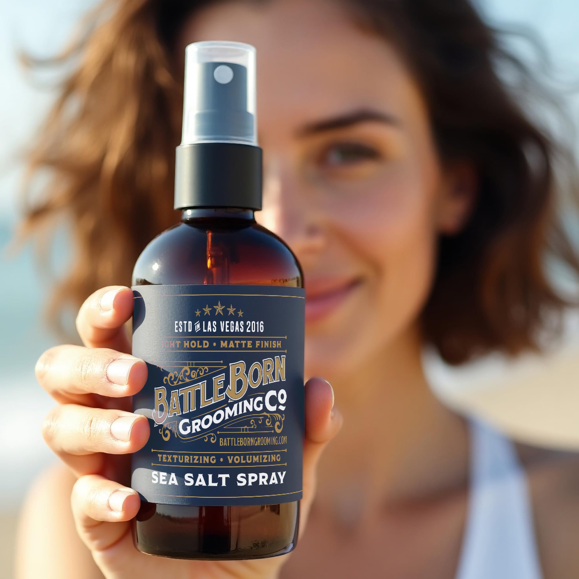 Battle Born Grooming Co Sea Salt Spray – 8 oz, Natural Vegan Texturizing Spray for Beachy Waves