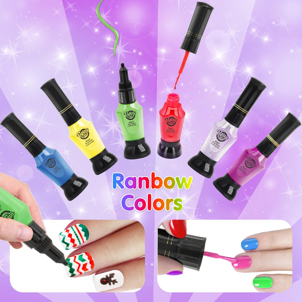 BATTOP Kids Nail Art Kit for Girls 7-12 | 2-in-1 Nail Polish Pen, 3D Decor & Air Dryer