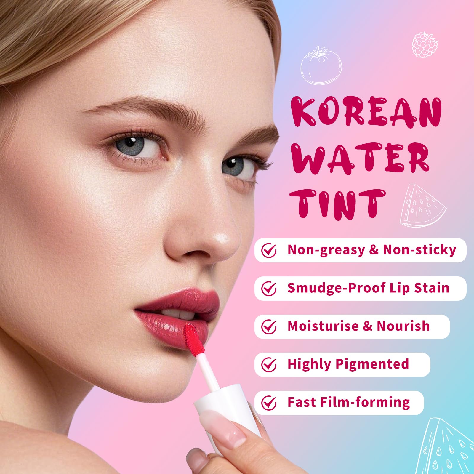 bayfree Lip Tint Stain – Long-Lasting Korean Lip & Cheek Tint, Non-Sticky Waterproof Matte Finish