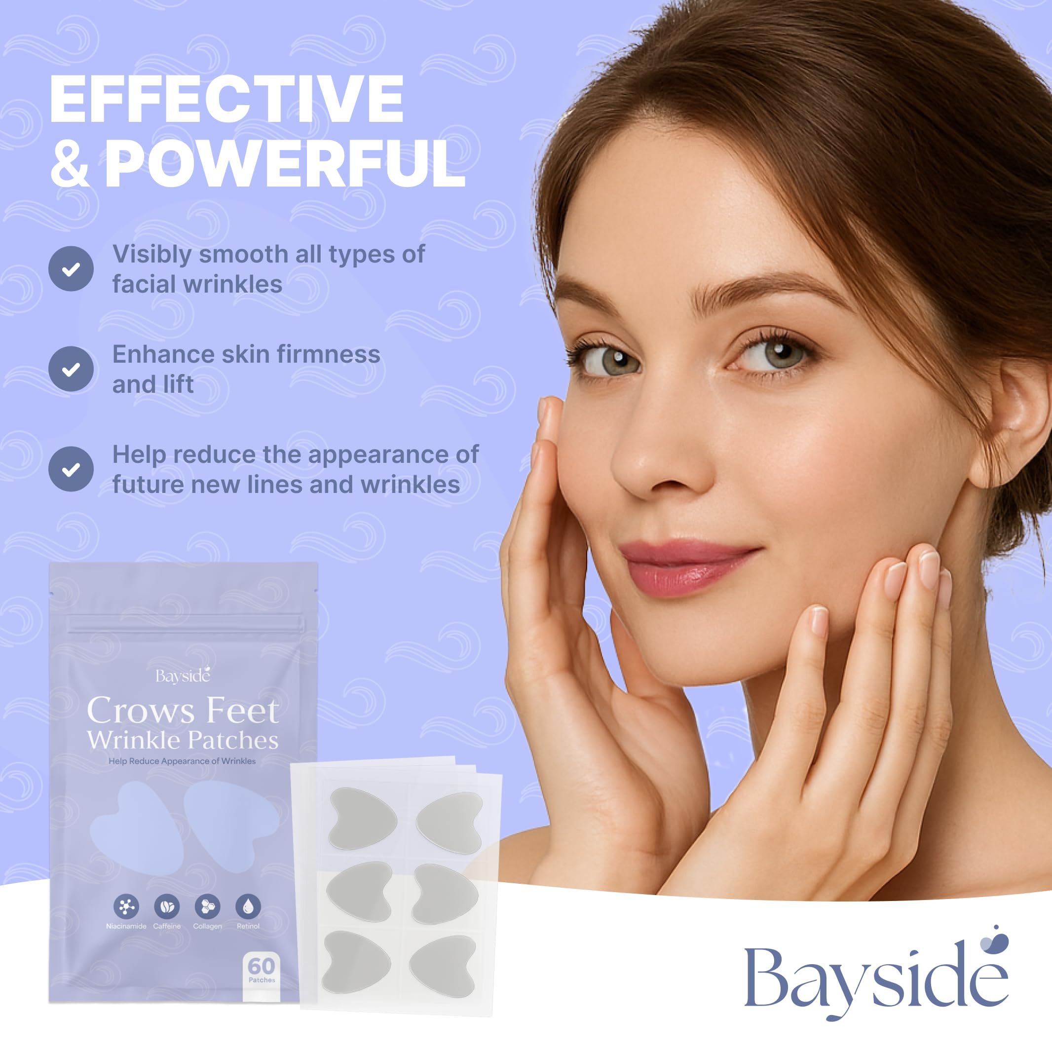Bayside Crows Feet Patches – Retinol, Niacinamide & Collagen for Eyes & Forehead