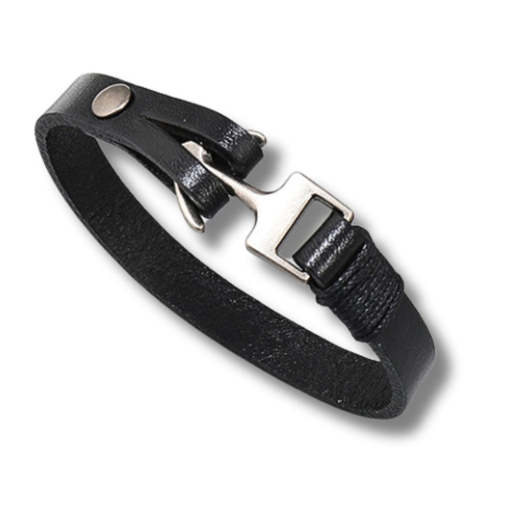 Men's Leather Anchor Bracelet