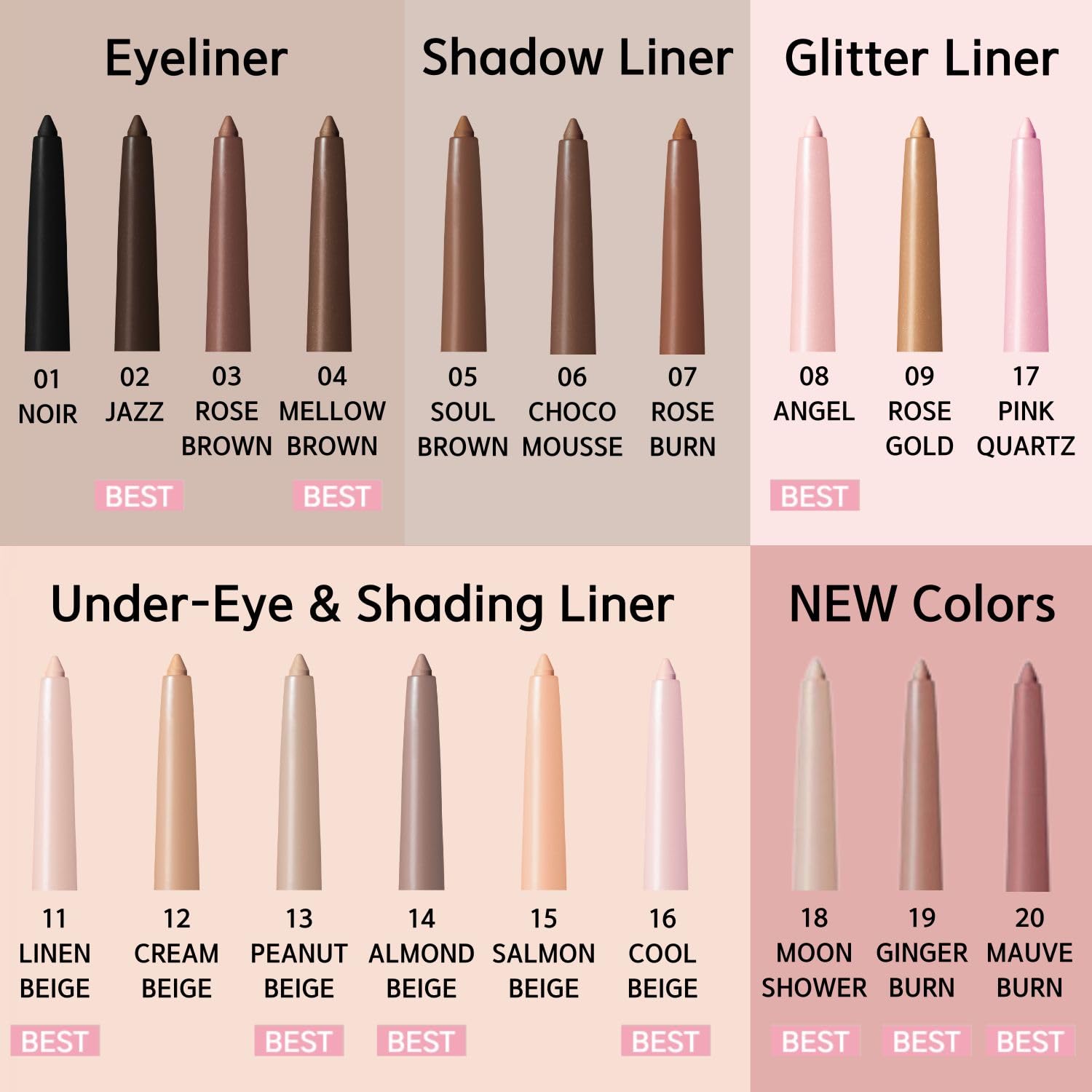 BBIA Last Auto Gel Eyeliner No.01 Noir – 17 Color Range, Multi-Use, Longwear & Waterproof Mechanical Eyeliner