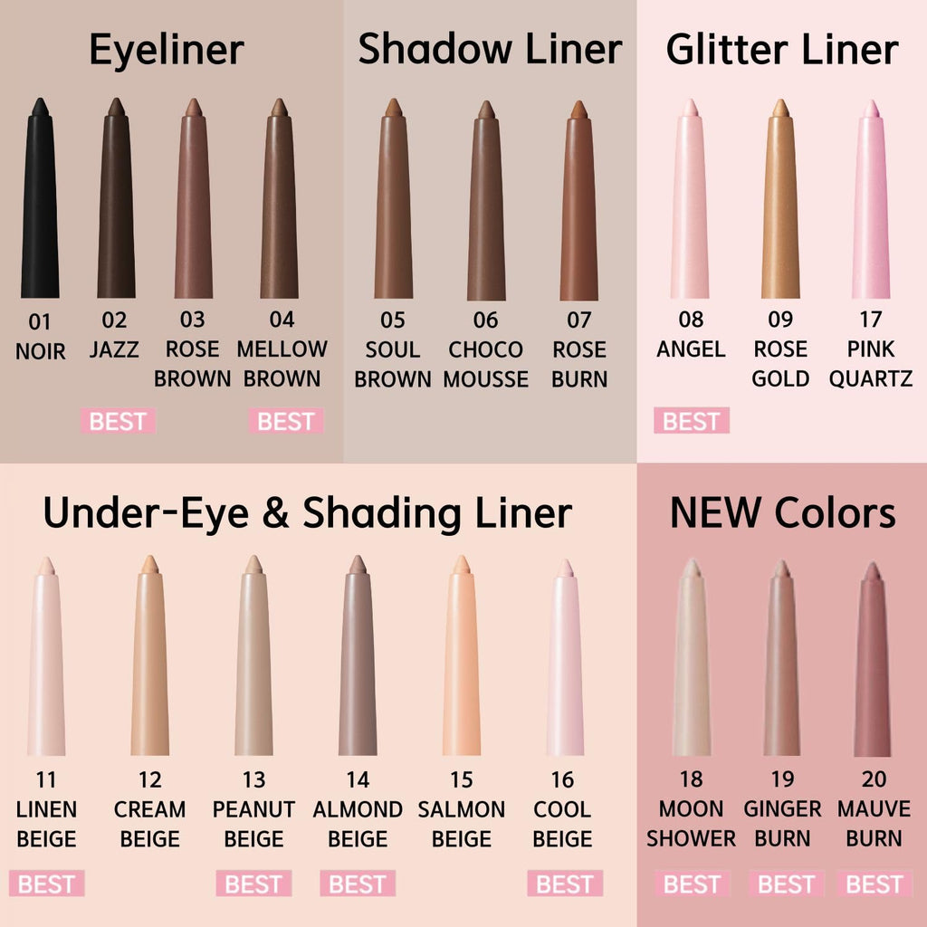 BBIA Last Auto Gel Eyeliner 13 Peanut Beige – 17-Color, Multi-Use, Waterproof