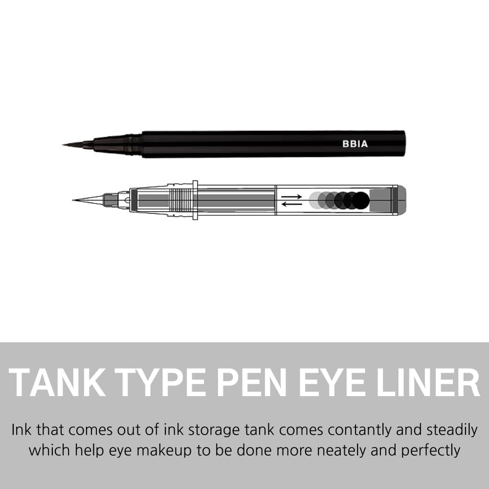 BBIA Last Pen Eyeliner - Waterproof Liquid Eyeliner with Quick-Dry Fine Brush (Sharpen Brown)