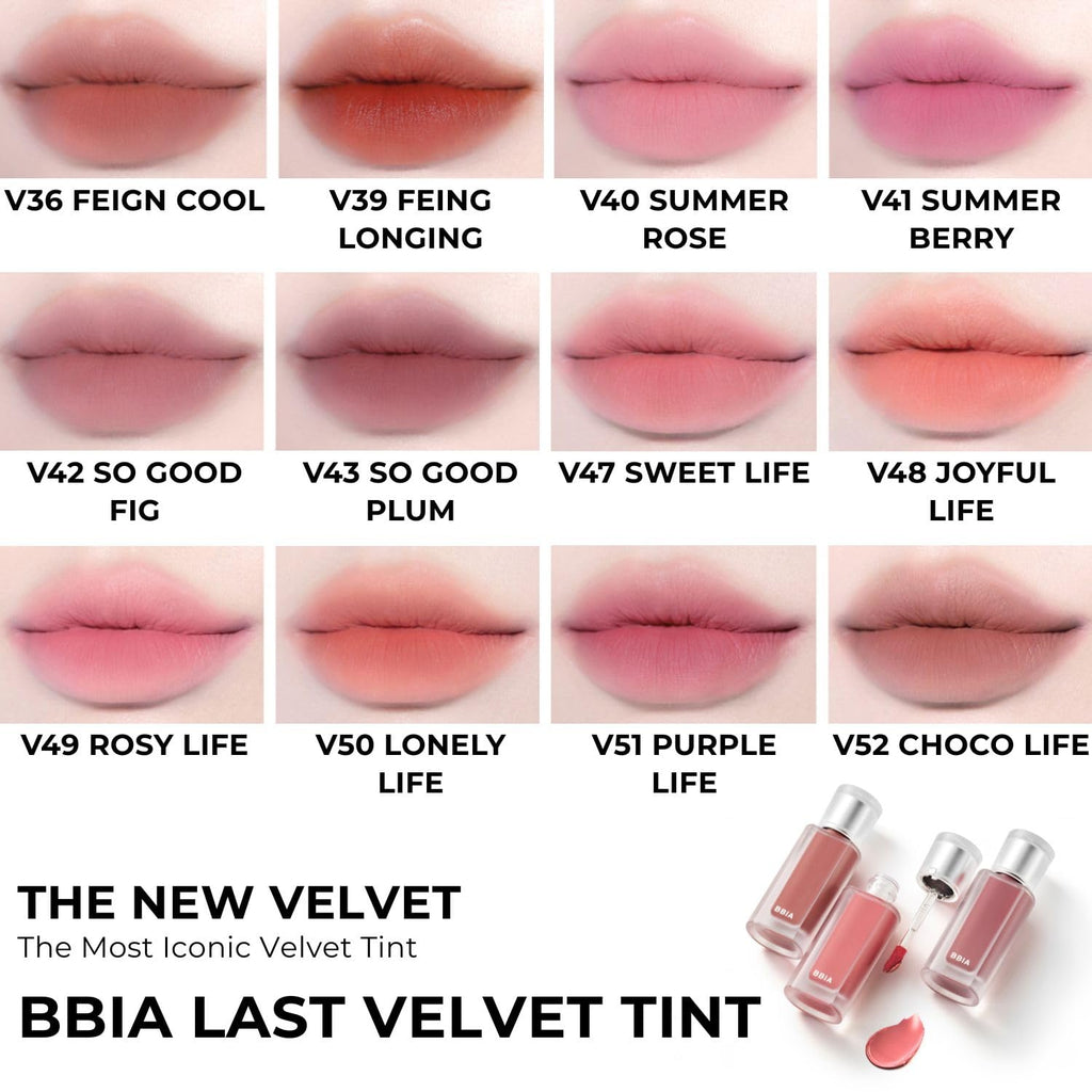 BBIA Last Velvet Tint NEW - Soft Creamy Matte Lip Stain, Blur Effect & Velvety Texture, High Pigment, Long-Lasting, Vegan, Korean Lip Makeup (V01 EXTRA PURE, Pack of 1)