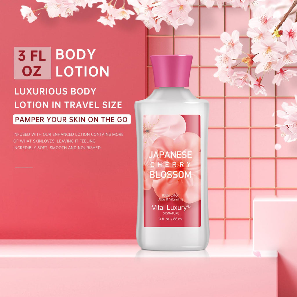 BBlove Japanese Cherry Blossom Spa Gift Set – 3-Piece Travel Bath & Body Kit