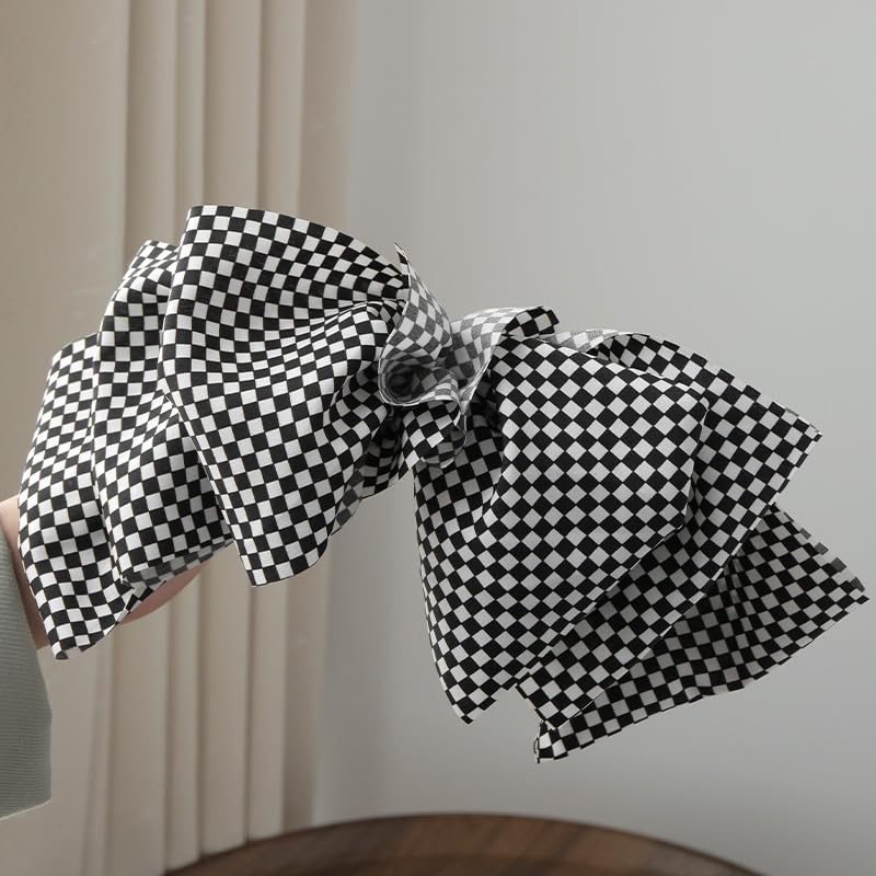 BBTDIN Checkered Hair Bow Clip – Giant 6-Inch Buffalo Plaid Bow for Kids