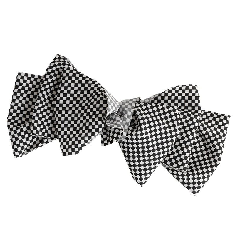 BBTDIN Checkered Hair Bow Clip – Giant 6-Inch Buffalo Plaid Bow for Kids