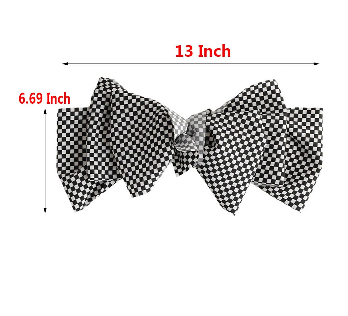BBTDIN Checkered Hair Bow Clip – Giant 6-Inch Buffalo Plaid Bow for Kids