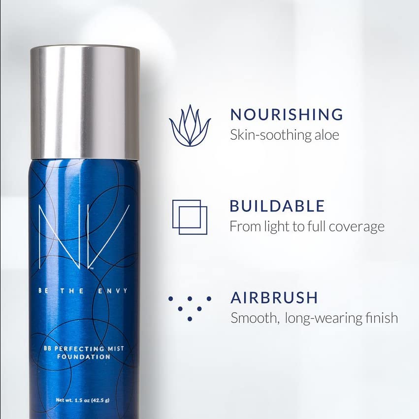 Be the Envy NV Perfecting Mist Foundation in Cool Sand | Hypoallergenic, Buildable Coverage, Airbrush Finish