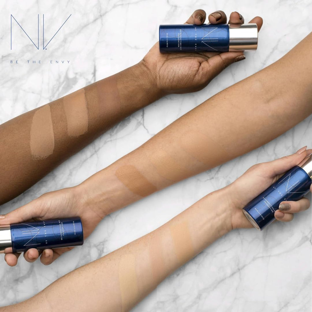 Be the Envy NV Perfecting Mist Foundation in Cool Sand | Hypoallergenic, Buildable Coverage, Airbrush Finish