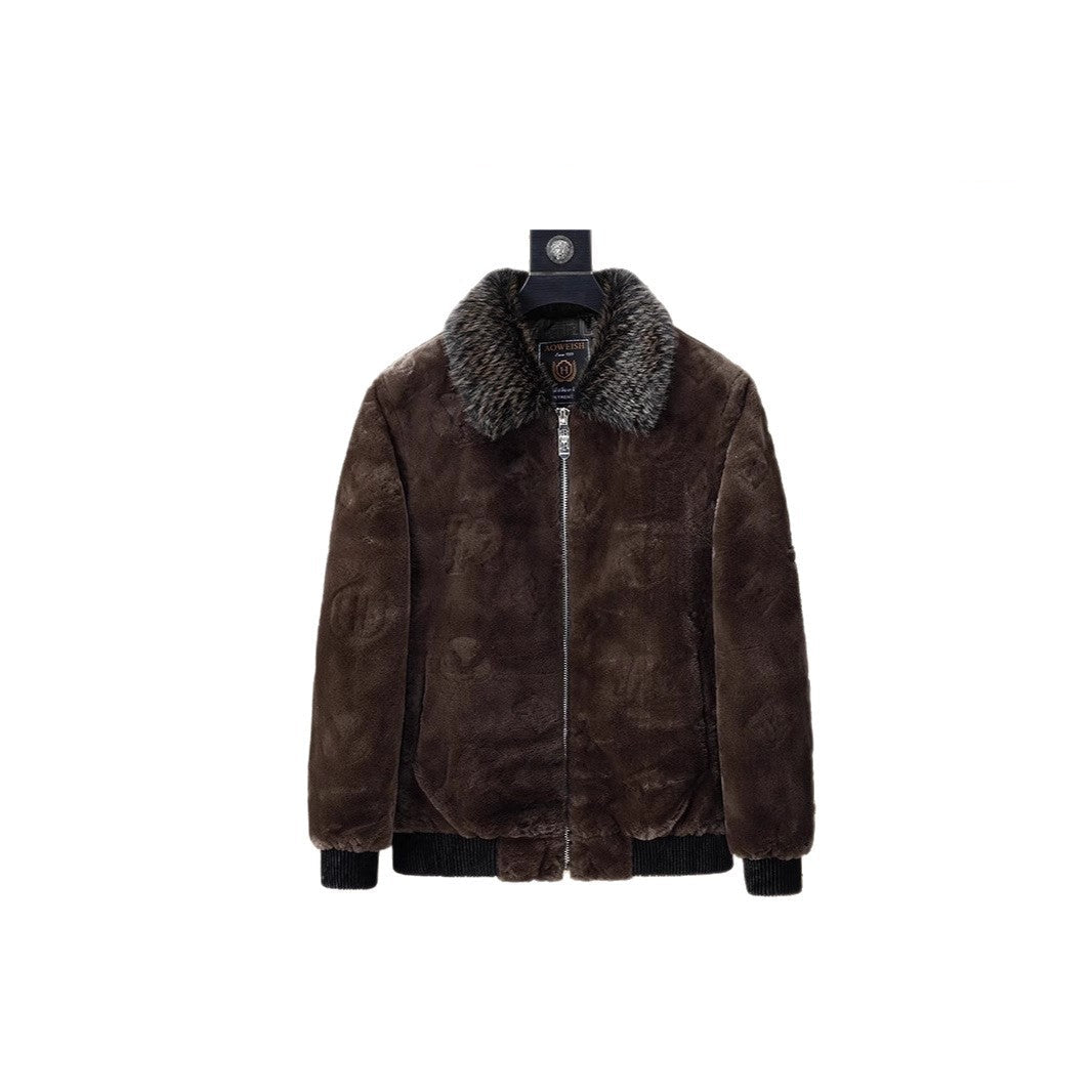 Mens Western-style Jacket Fur Coat Sweater