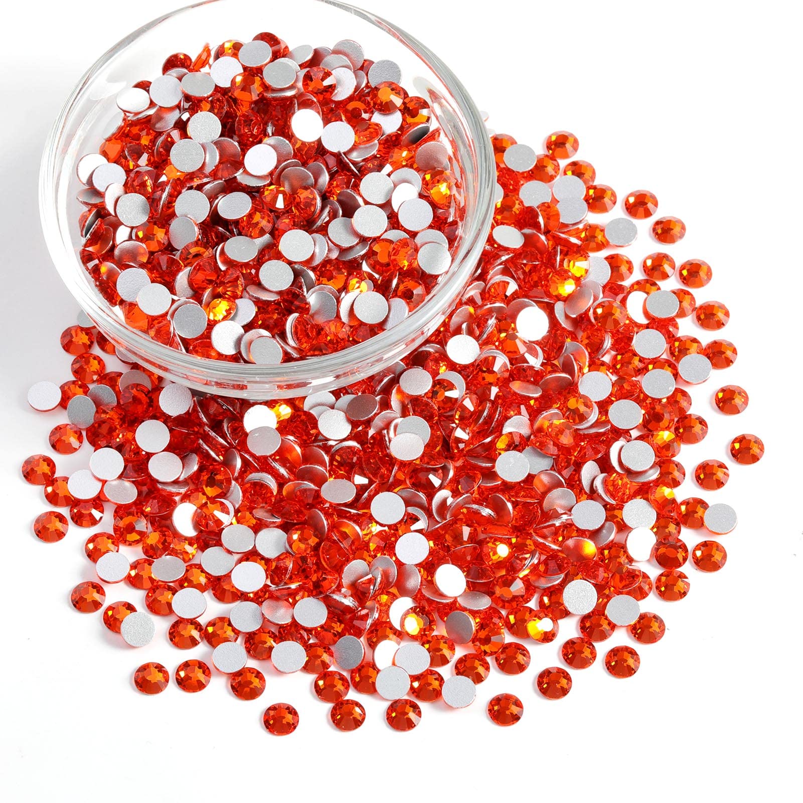 BEADSLAND Flatback Rhinestones Orange SS6 1.9-2.1mm — Bulk 14400pcs for Nails, Crafts, and Fashion