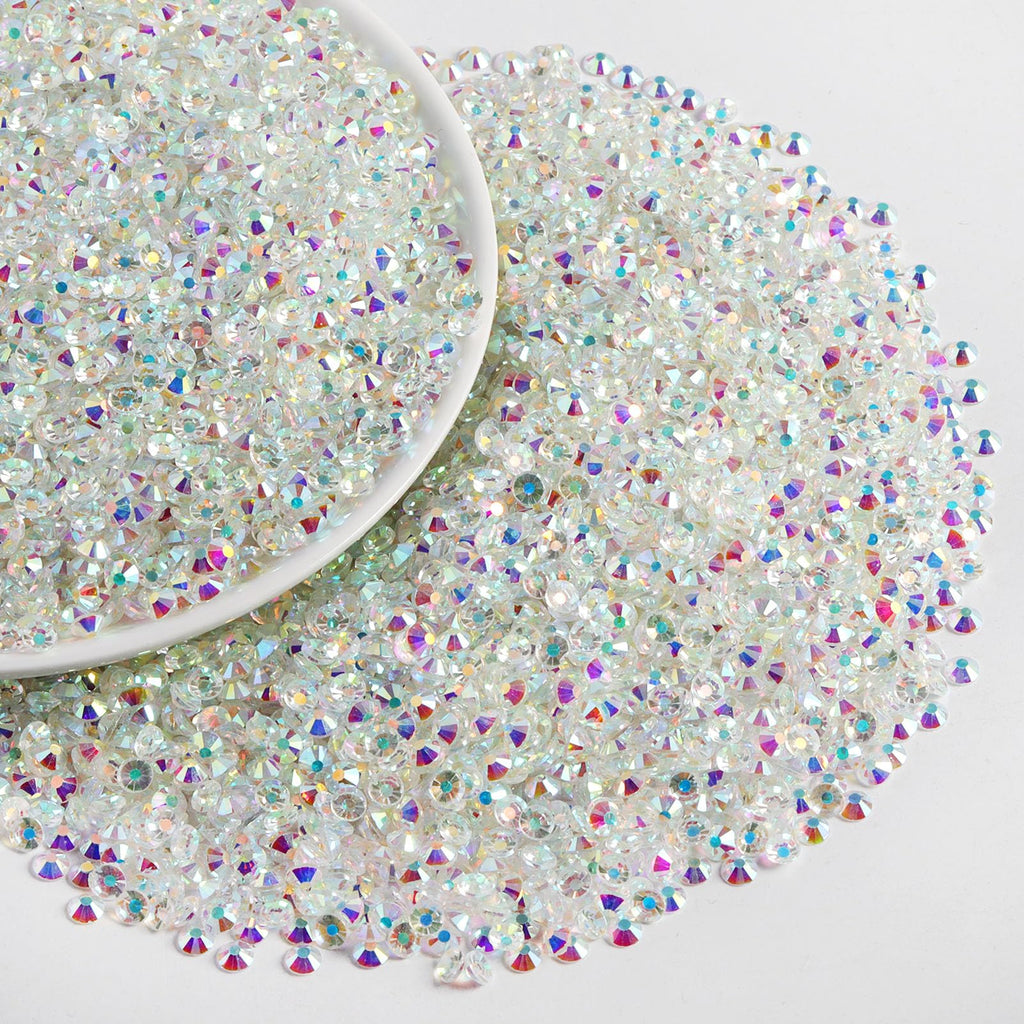 Beadsland Flatback Rhinestones Bulk – 14,400 Transparent AB SS12 3.0–3.2mm for Nails & Crafts