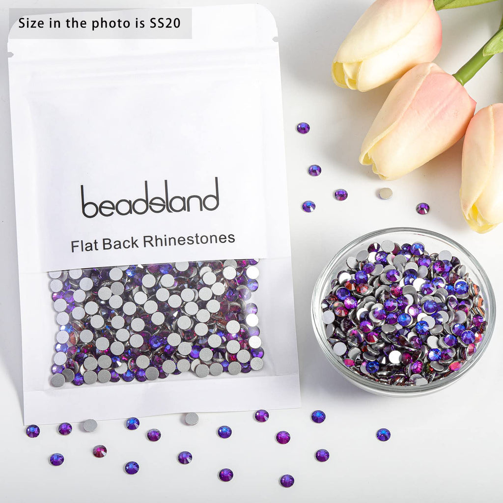 BEADSLAND Beadsland Flat Back Crystal Rhinestones – Purple Velvet 10mm SS50 (144pcs) for Nail Art & Crafts
