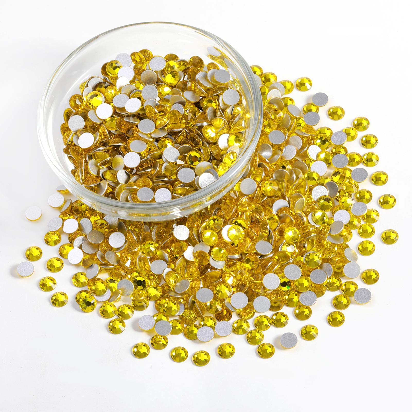 Beadsland Flatback Rhinestones Bulk – 14,400 Yellow Citrine SS6 1.9-2.1mm for Nails, Crafts & DIY