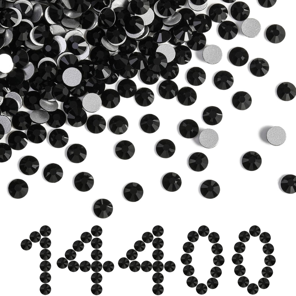 BEADSLAND Flatback Rhinestones Bulk – 14400pcs Jet Black SS8 2.3–2.5mm for Nails & Crafts