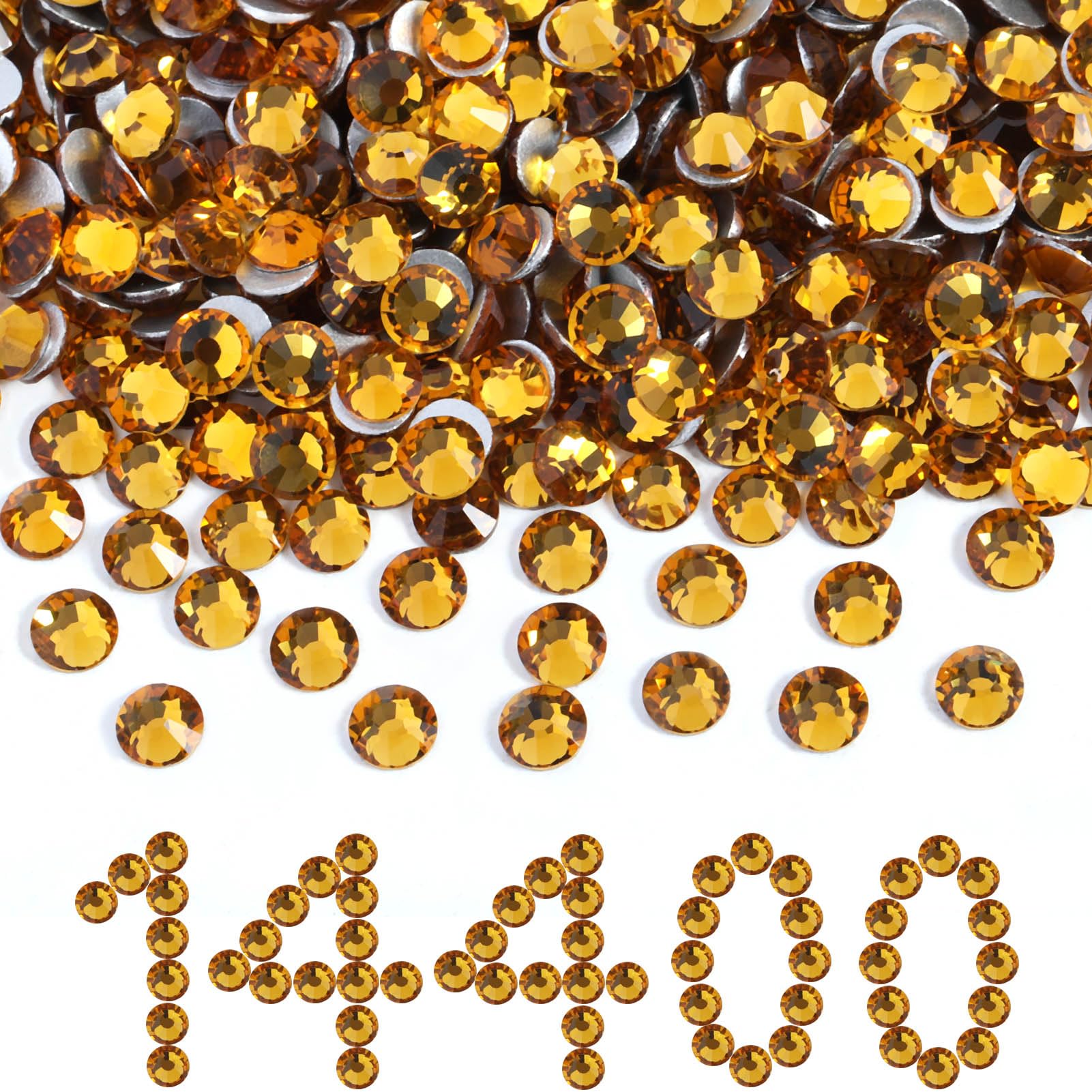BEADSLAND Flatback Rhinestones Bulk Topaz SS10 2.7-2.9mm – 14,400pcs