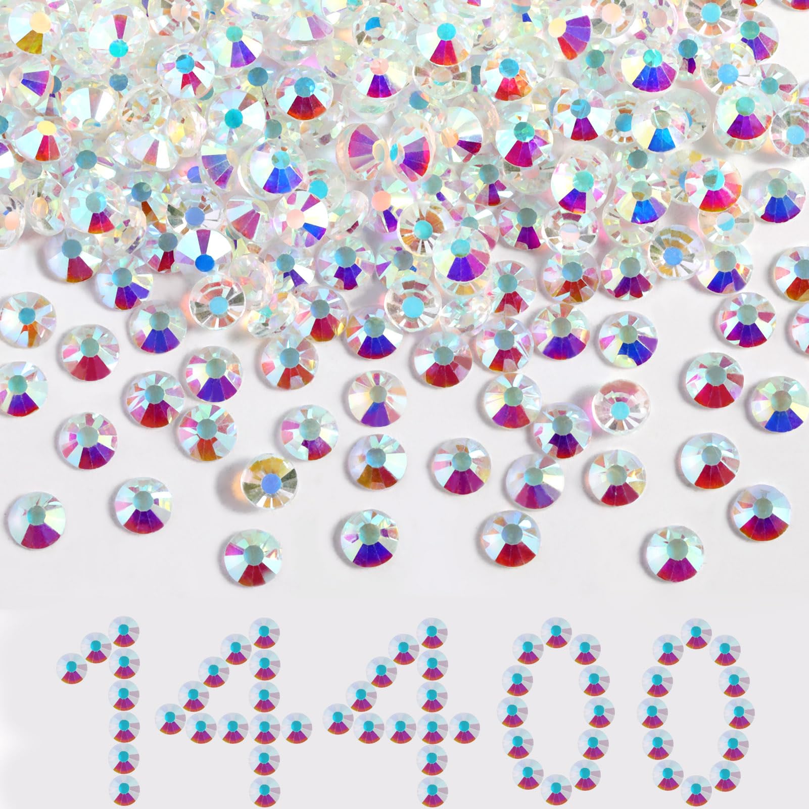 Beadsland Flatback Rhinestones Bulk 14400pcs Crystal AB SS10 2.7-2.9mm