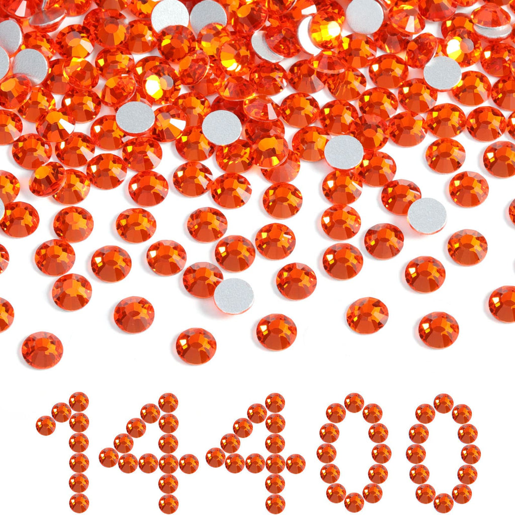 BEADSLAND Flatback Rhinestones Orange SS6 1.9-2.1mm — Bulk 14400pcs for Nails, Crafts, and Fashion