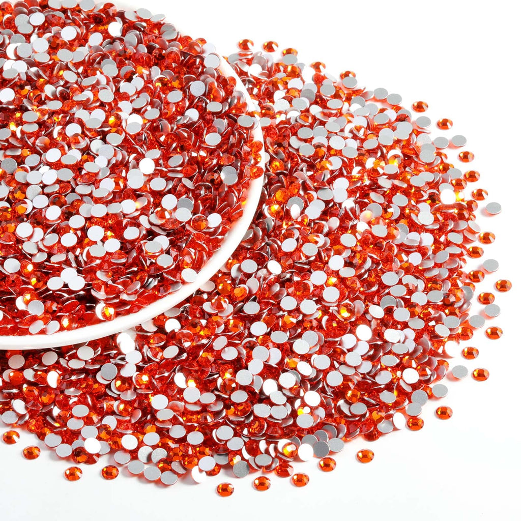BEADSLAND Flatback Rhinestones Orange SS6 1.9-2.1mm — Bulk 14400pcs for Nails, Crafts, and Fashion