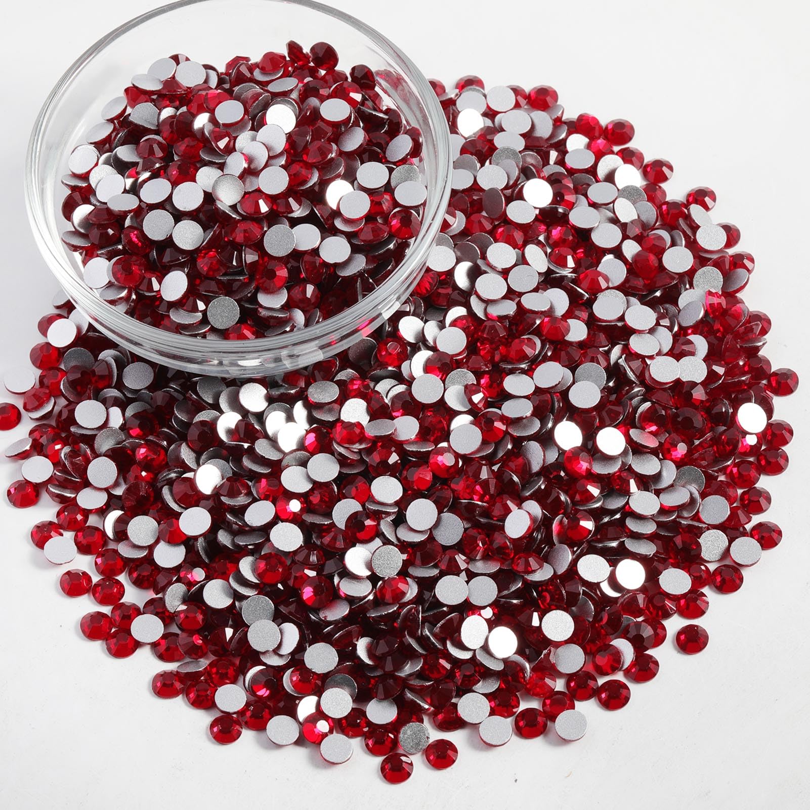 BEADSLAND Flatback Red Rhinestones Bulk – 14,400 SS10 2.7-2.9mm for Nails, Crafts & DIY