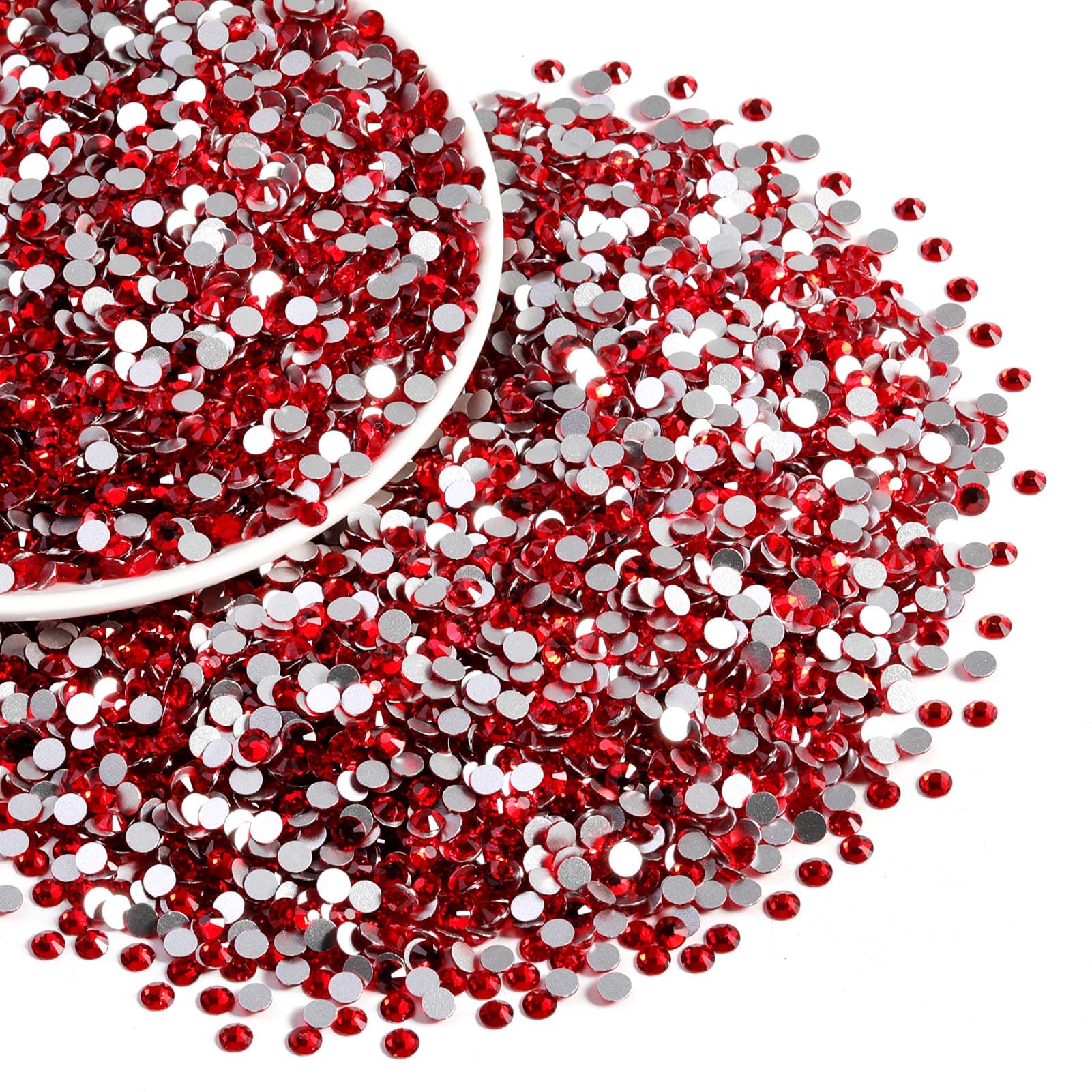 Beadsland Flatback Red Rhinestones Bulk SS6 1.9-2.1mm – 14,400 pcs (Light Siam) for Crafts & DIY