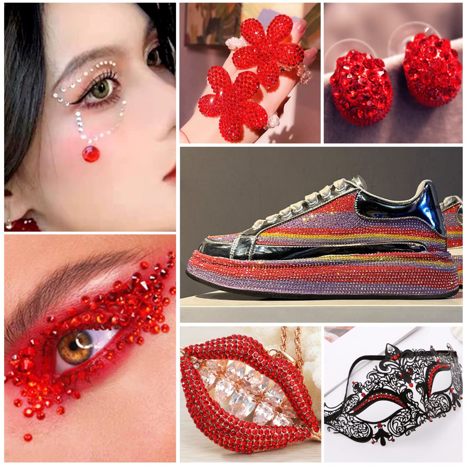 Beadsland Flatback Red Rhinestones Bulk SS6 1.9-2.1mm – 14,400 pcs (Light Siam) for Crafts & DIY