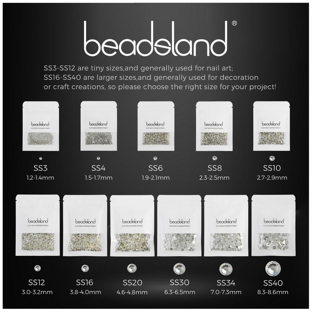 Beadsland Flat Back Crystal Rhinestones – Light Pink, SS40 (8.3–8.6mm), 144pcs