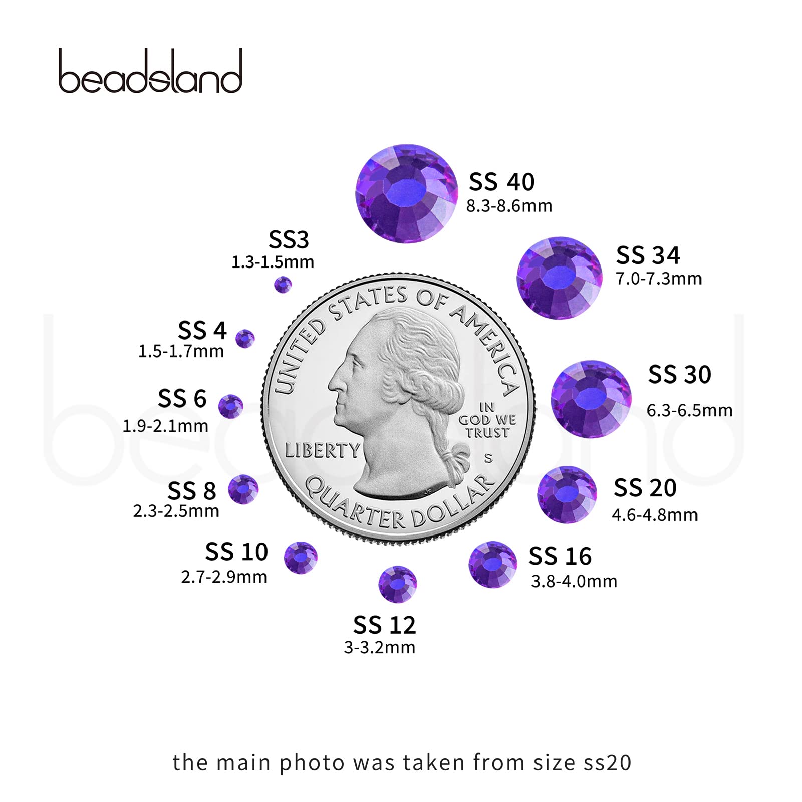 BEADSLAND Beadsland Flat Back Crystal Rhinestones – Purple Velvet 10mm SS50 (144pcs) for Nail Art & Crafts