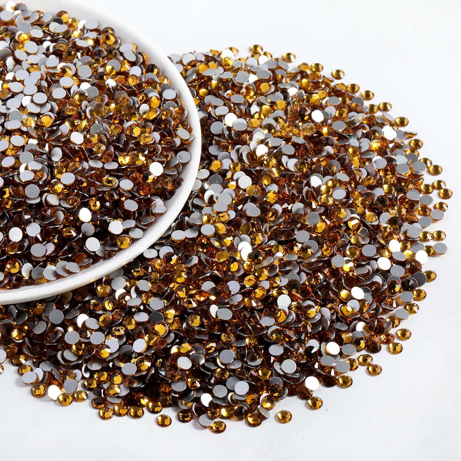 BEADSLAND Flatback Rhinestones Bulk Topaz SS10 2.7-2.9mm – 14,400pcs