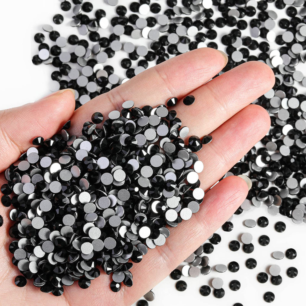 BEADSLAND Flatback Rhinestones Bulk – 14400pcs Jet Black SS8 2.3–2.5mm for Nails & Crafts