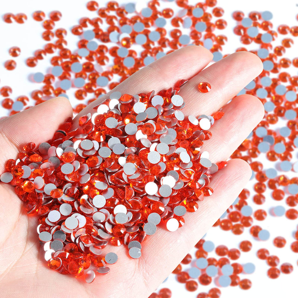 BEADSLAND Flatback Rhinestones Orange SS6 1.9-2.1mm — Bulk 14400pcs for Nails, Crafts, and Fashion