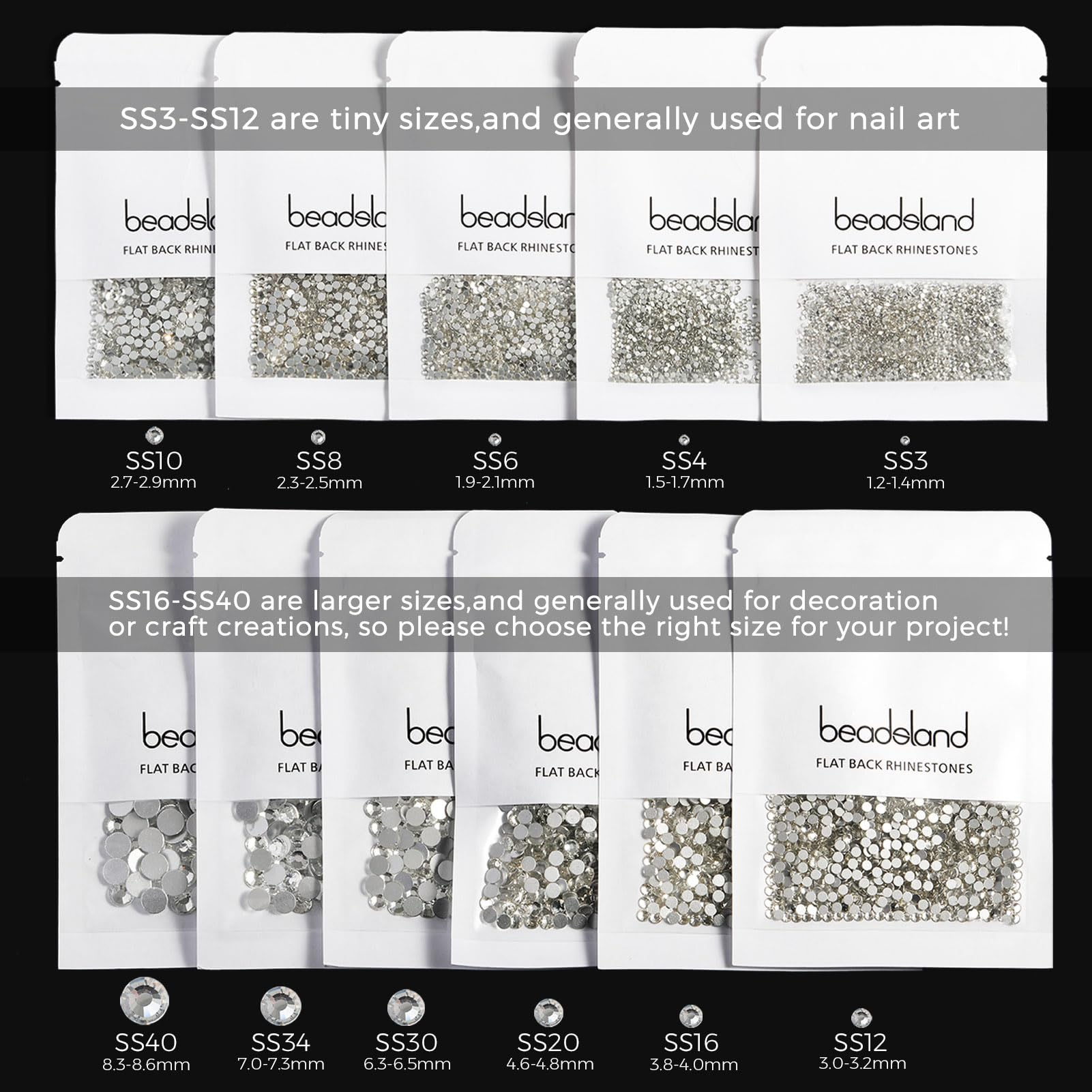 BEADSLAND Beadsland Flat Back Crystal Rhinestones – Purple Velvet 10mm SS50 (144pcs) for Nail Art & Crafts