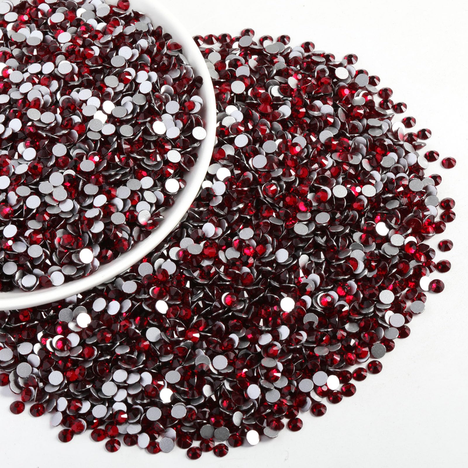 BEADSLAND Beadsland Flatback Rhinestones Bulk 14400 Red Dark Siam SS8 2.3-2.5mm for Nails & DIY Decor