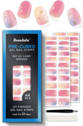 Beaolata Pre-Cured Gel Nail Strips – 44PCS Salon-Quality Gel Nail Stickers (No UV Light Needed) Metallic Pink Maze