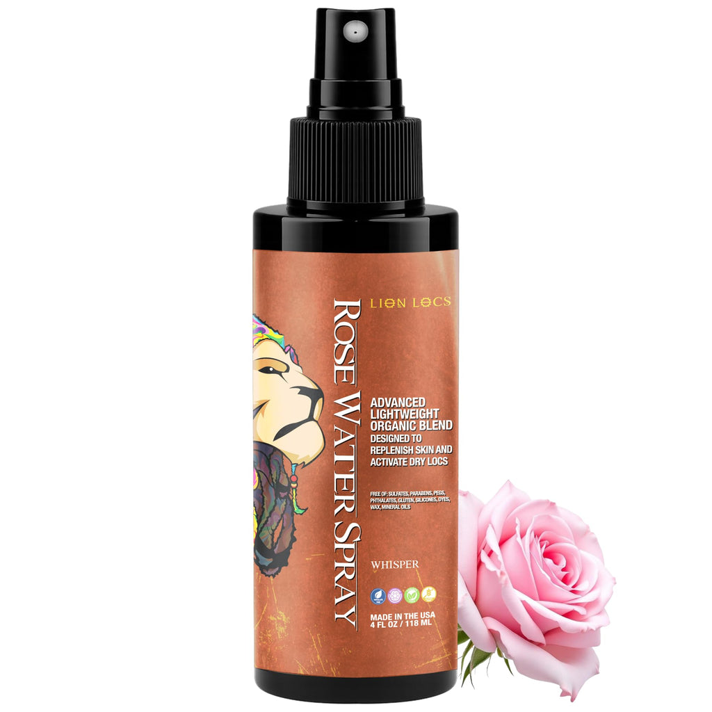 Beard Gains Lion Locs Rosewater Moisturizing Spray – Organic Vegan Rosewater for Locs & All Hair Types
