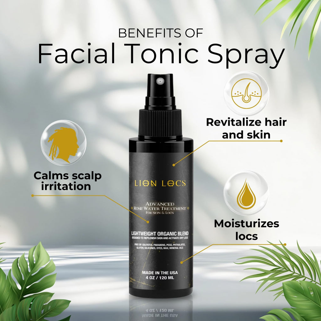 Beard Gains Lion Locs Rosewater Moisturizing Spray – Organic Vegan Rosewater for Locs & All Hair Types